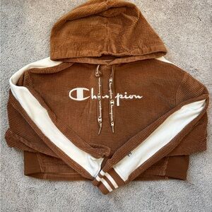 Champion brown corduroy cropped hoodie 🤎